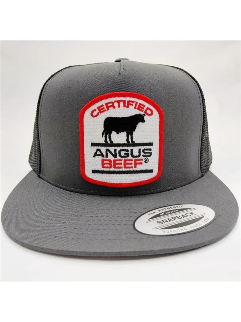 Retro Certified Angus Beef Patch Hat Yupoong Flat Bill Trucker Snapback Cap New